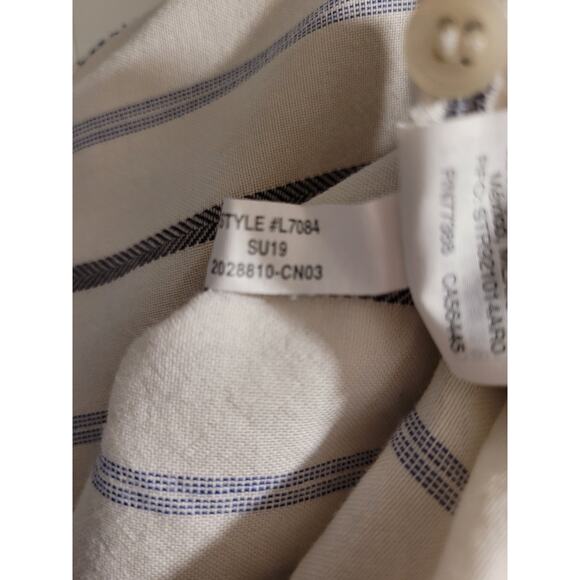 Madewell - White Blue Pinstripe Tie Front Cotton Button Down Blouse Size Small - Picture 7 of 7